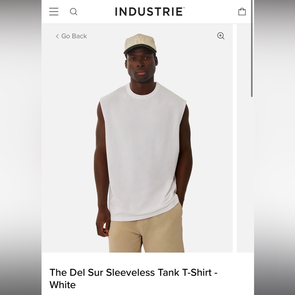 Industrie Men’s XL Sleeveless Tank T-Shirt White (Del Sur)